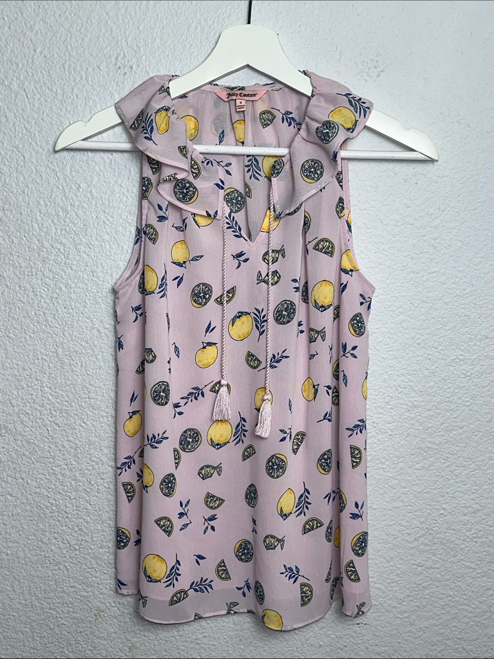 Juicy Couture Lemon Top Sleeveless Sheer Womens Small